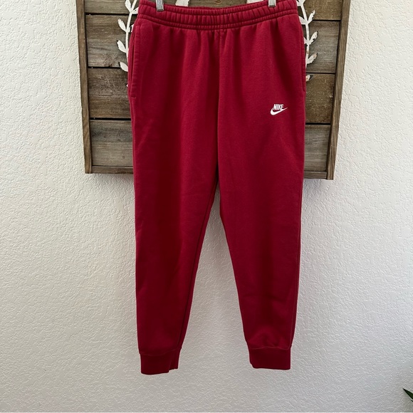 Nike red fleece women’s sweatpants‎ jogger pants ladies size M - Picture 1 of 8